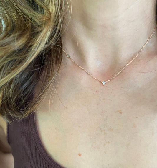 Petit Star - 18kt Rose Gold Three Diamond Necklace