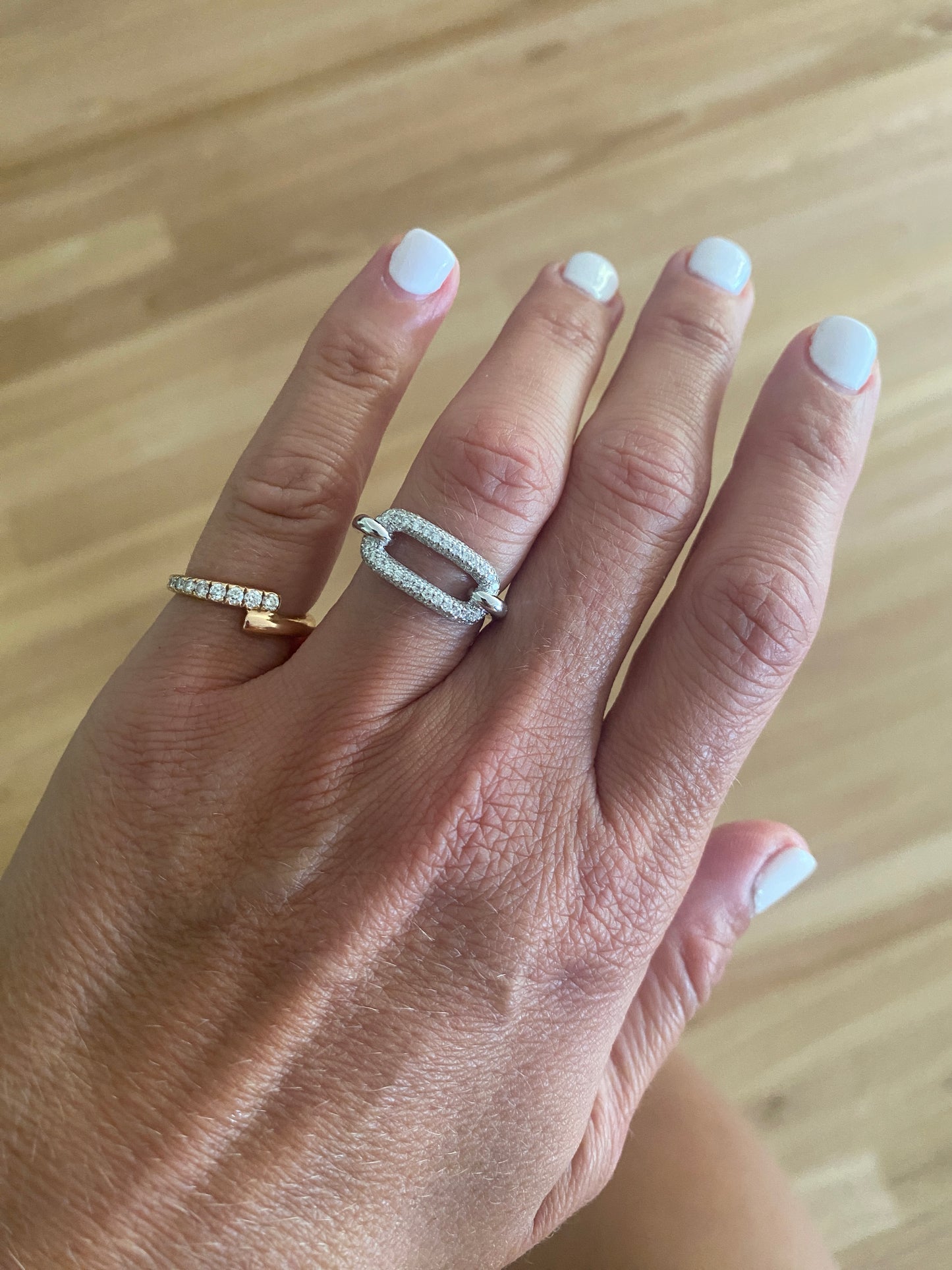 East West Diamond Pave Ring in 18kt White Gold