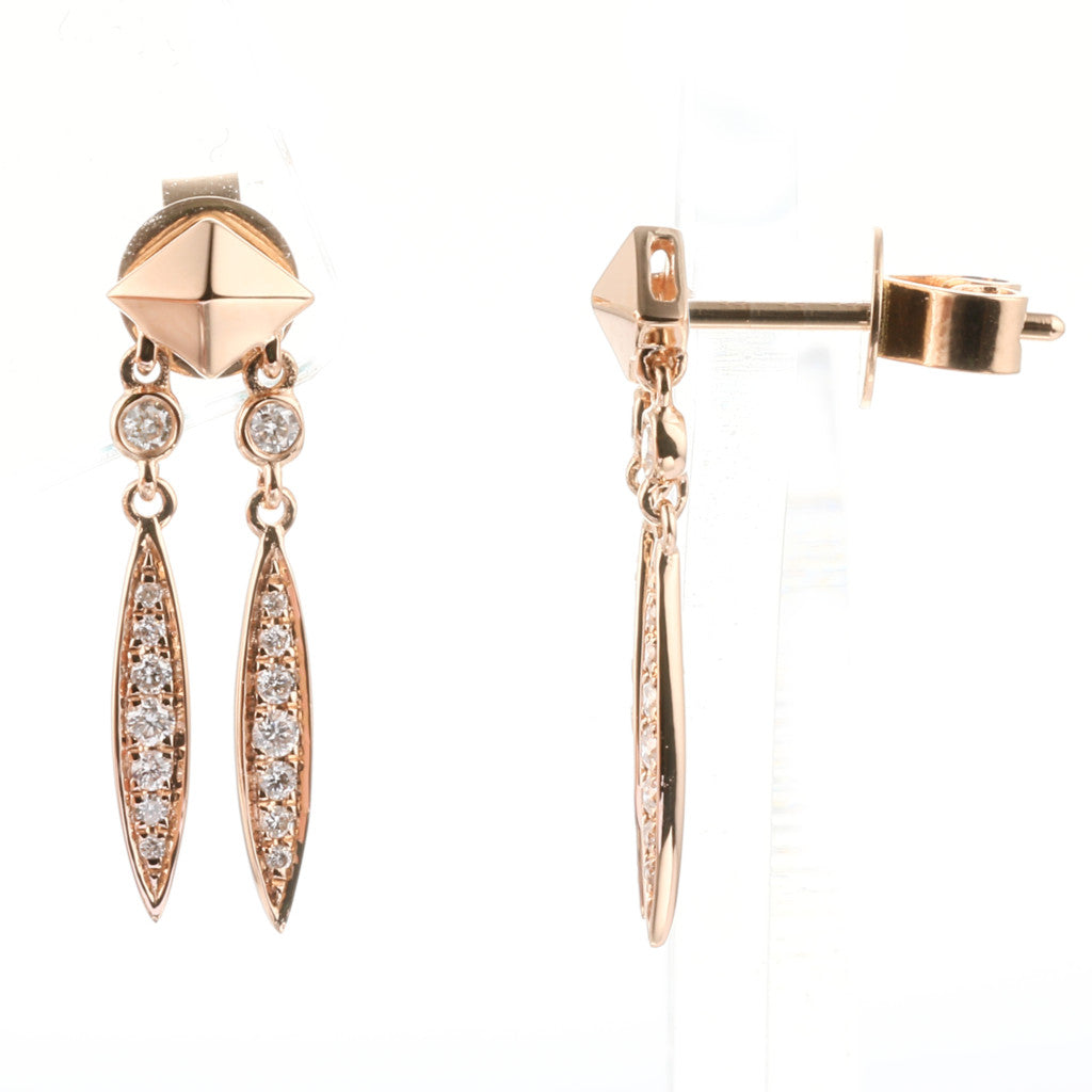 Puglia - 18kt Rose Gold Prism Diamond Drop Earrings