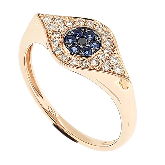 Juju-18kt Rose Gold Petit Evil Eye Signet Ring