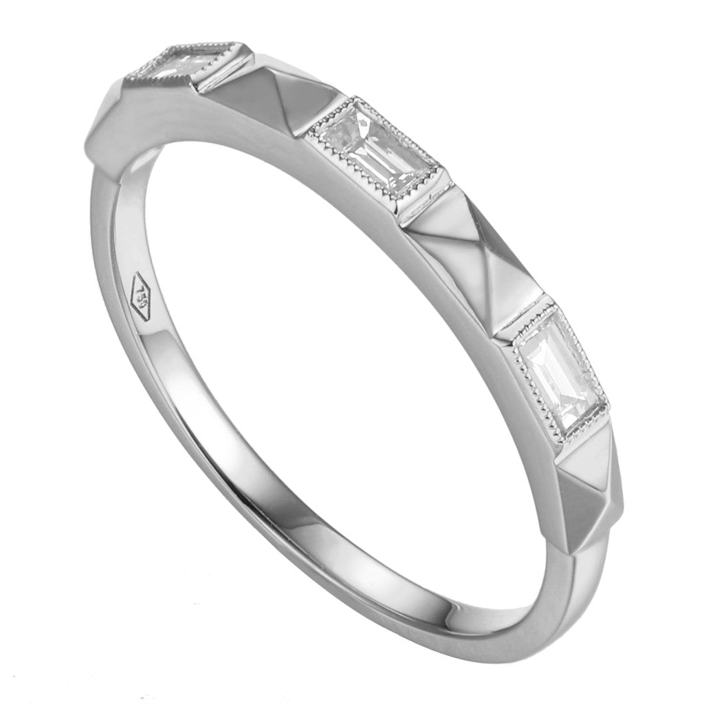 Bari - 18K White Gold Diamond Baguette Collectors Ring