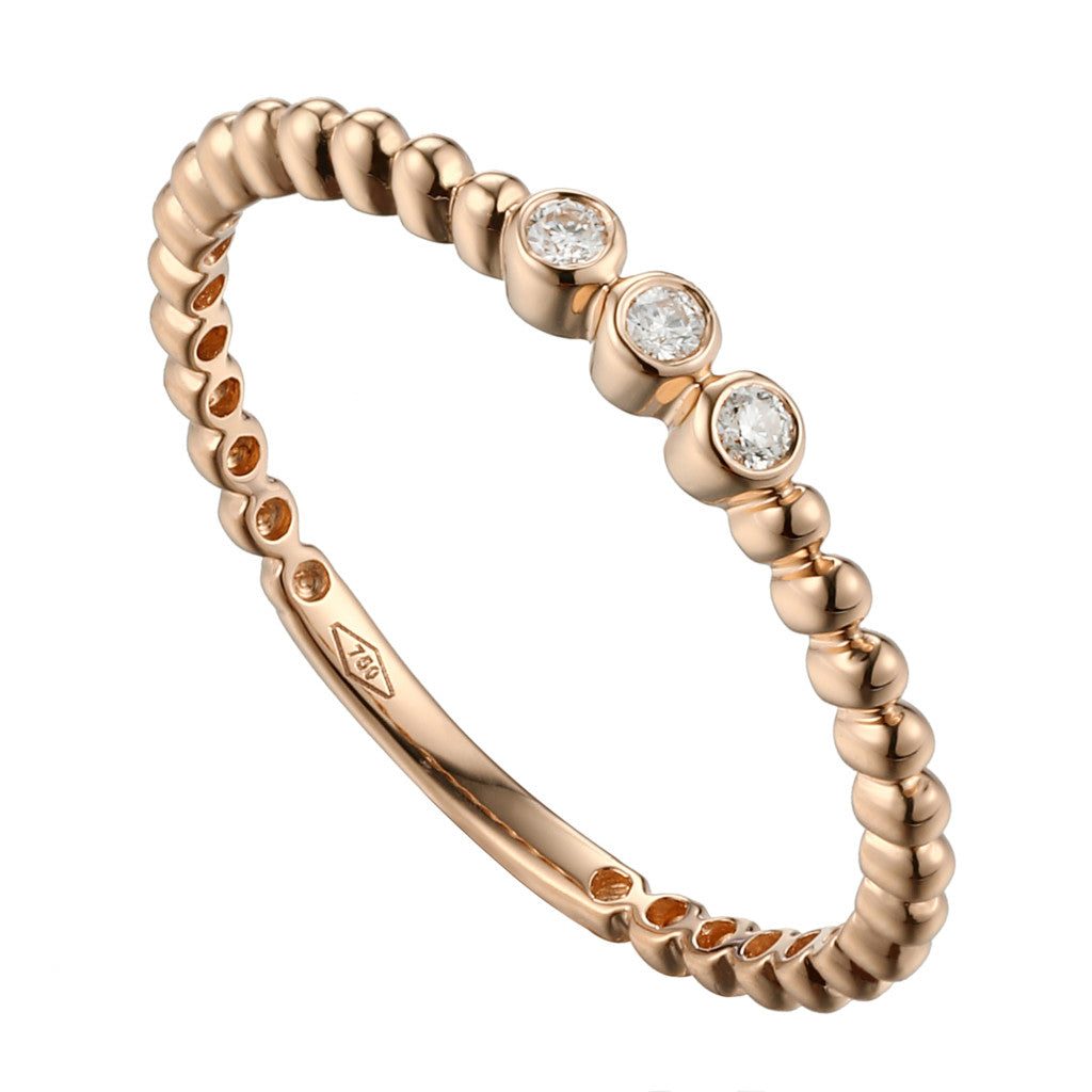 Bari - 18K Rose Gold Three Diamond Collectors Stack Ring