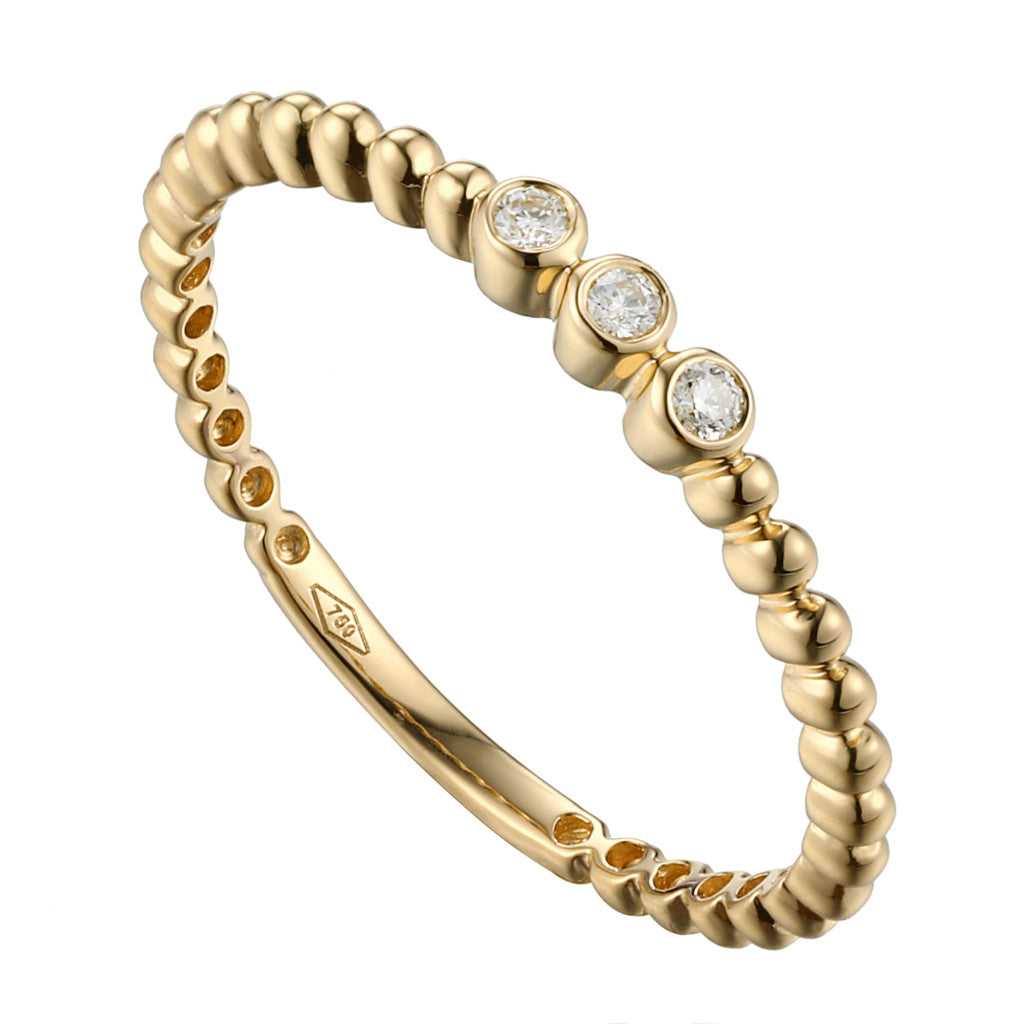 Bari - 18K Yellow Gold Three Diamond Collectors Stack Ring