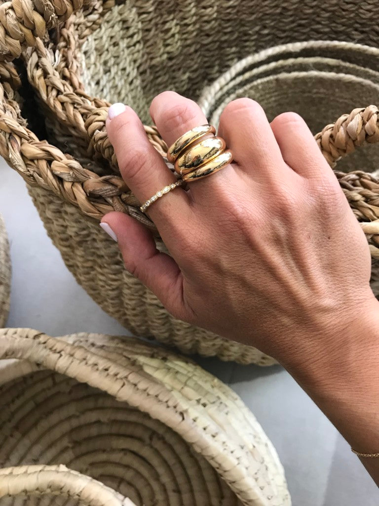 Pompei - Midi Gloss Gold Dome Ring