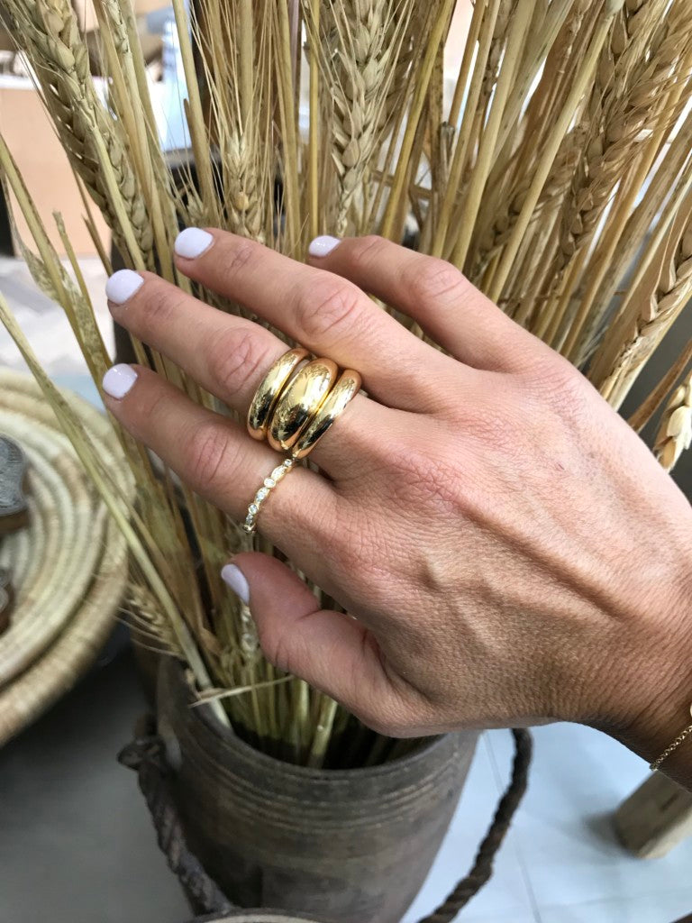 Pompei - Midi Gloss Gold Dome Ring