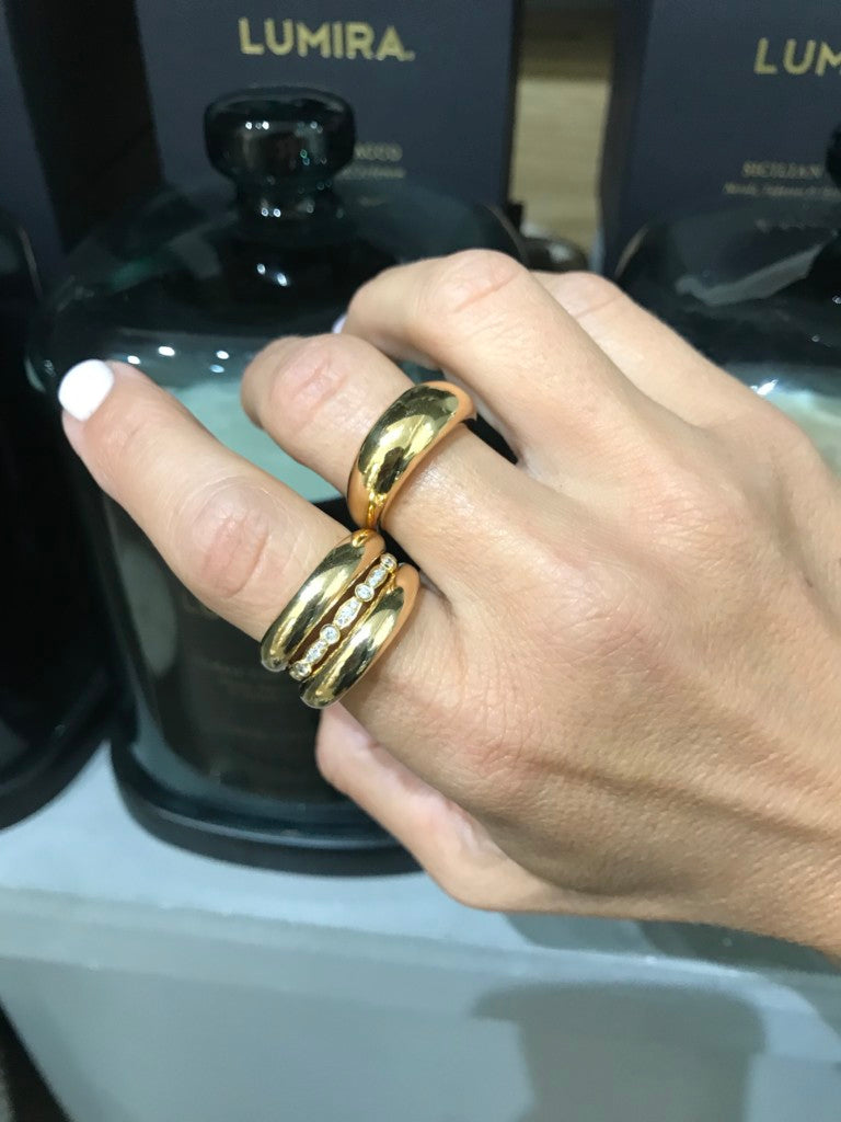 Pompei - Midi Gloss Gold Dome Ring