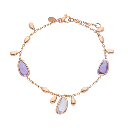 Monet- 18kt Rose Gold Amethyst and Rose Quartz Bracelet