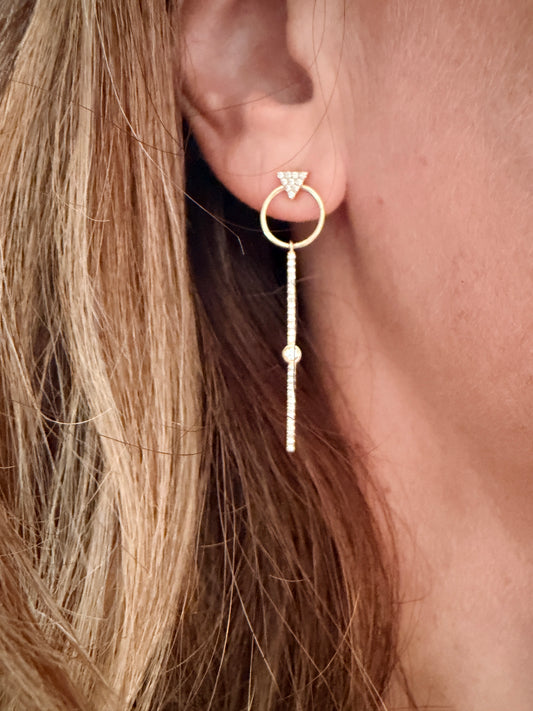 Starlight - 14k Yellow Gold Diamond Bar Drop Earring