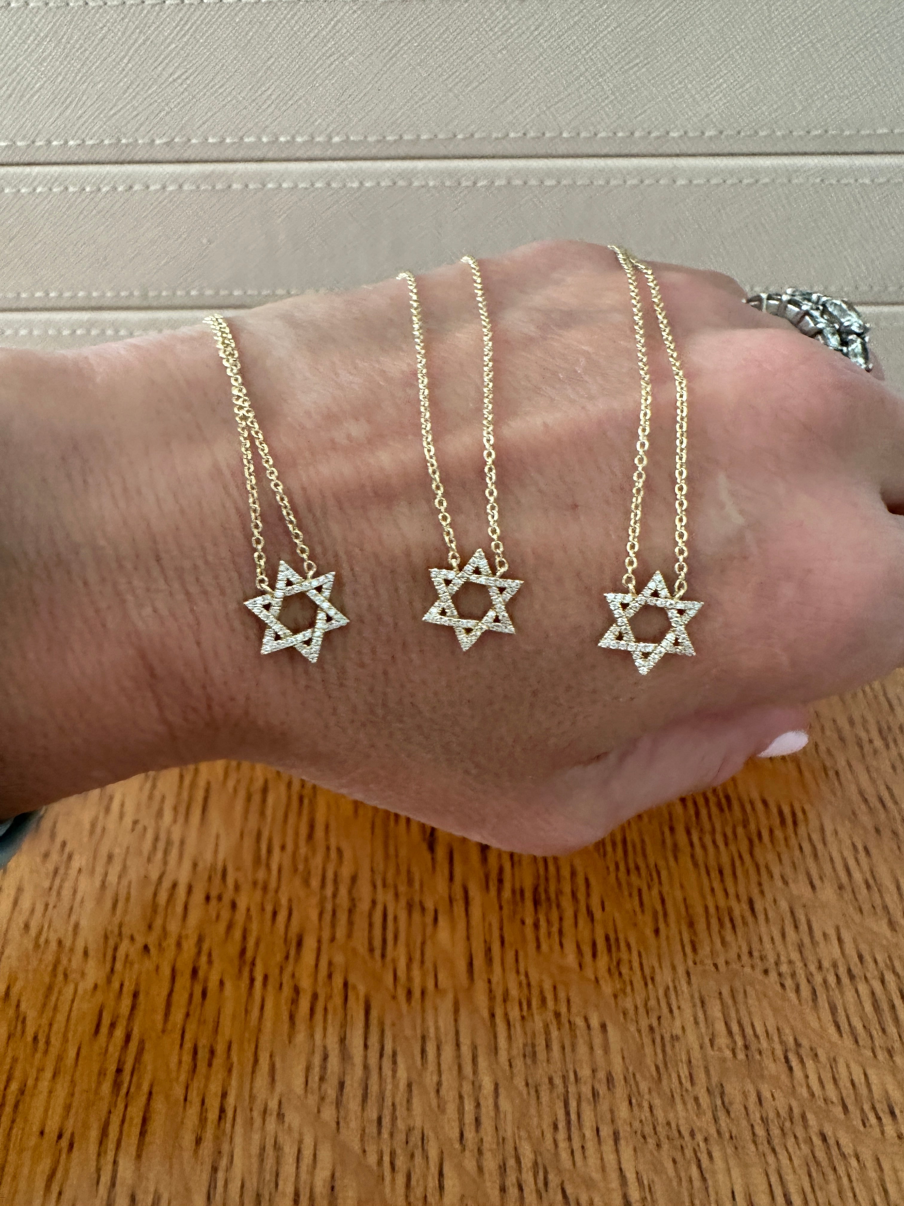 Yellow Gold Plate Small Star of David Necklace