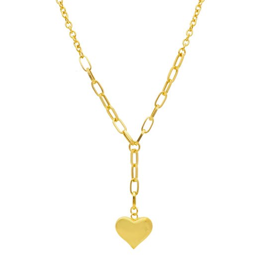 One Heart Lariat- 18kt Yellow Gold Double Drop Necklace