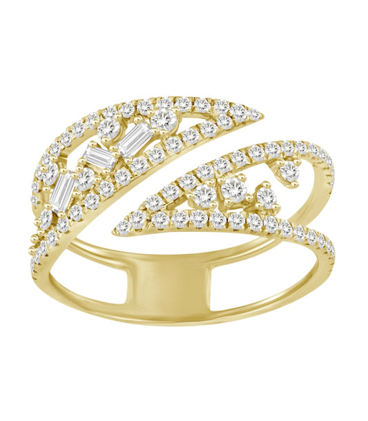 Henna - 18ky Yellow Gold Wrap Ring with Diamonds