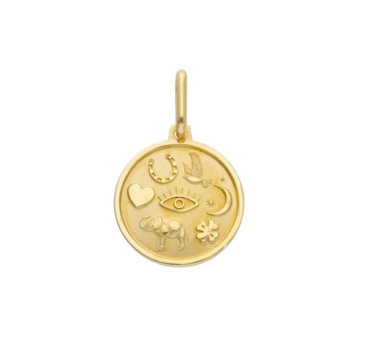Emunah - 18kt Yellow Gold Round Talisman Charm