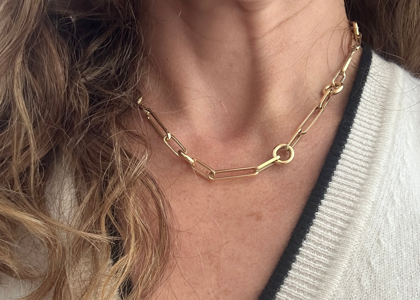 Ariel -  18kt Yellow Gold Paper Clip Chain Necklace