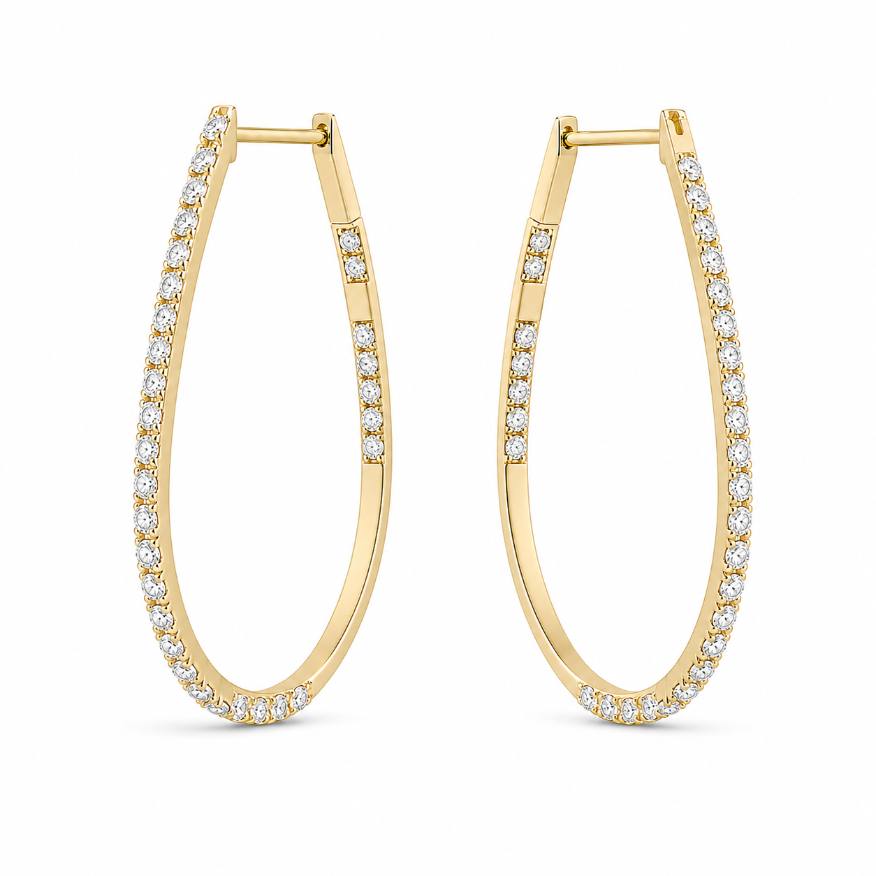 Per Sempre -  18kt Yellow Gold Pear Silhouette Diamond Hoops