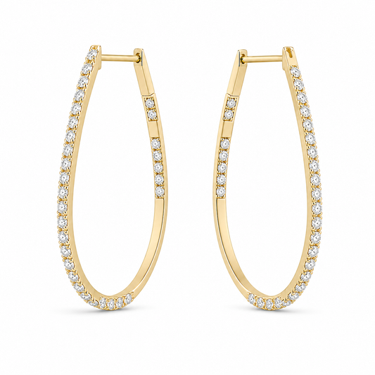 Per Sempre -  18kt Yellow Gold Pear Silhouette Diamond Hoops