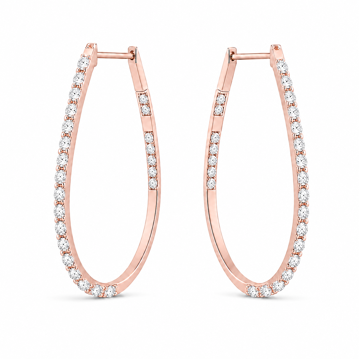 Per Sempre -  18kt Rose Gold Pear Silhouette Diamond Hoops (Copy)