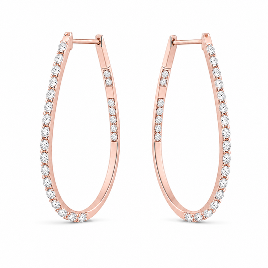 Per Sempre -  18kt Rose Gold Pear Silhouette Diamond Hoops