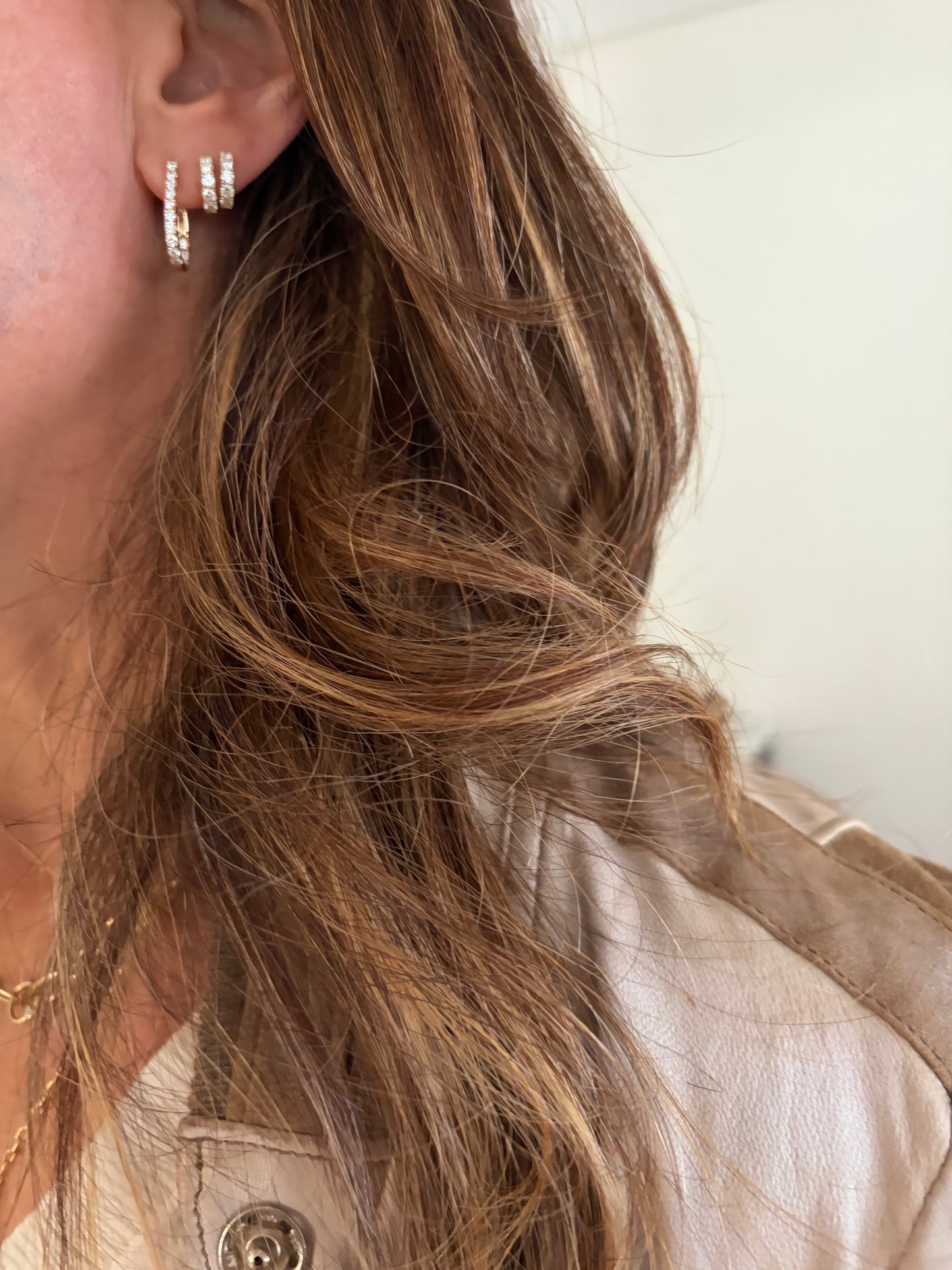 Per Sempre -  18kt Rose Gold Pear Silhouette Diamond Hoops