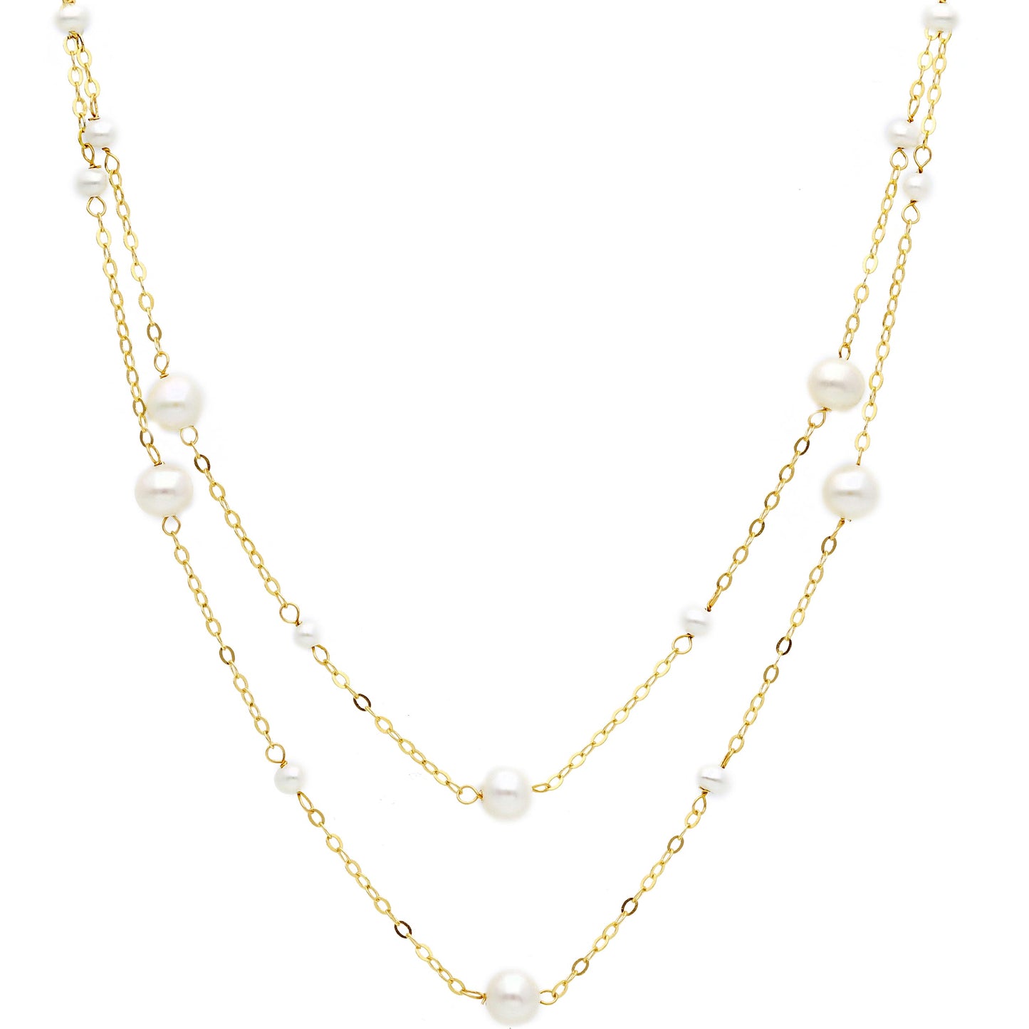 Vermeer- 18kt Yellow Gold Double Strand Pearl Necklace