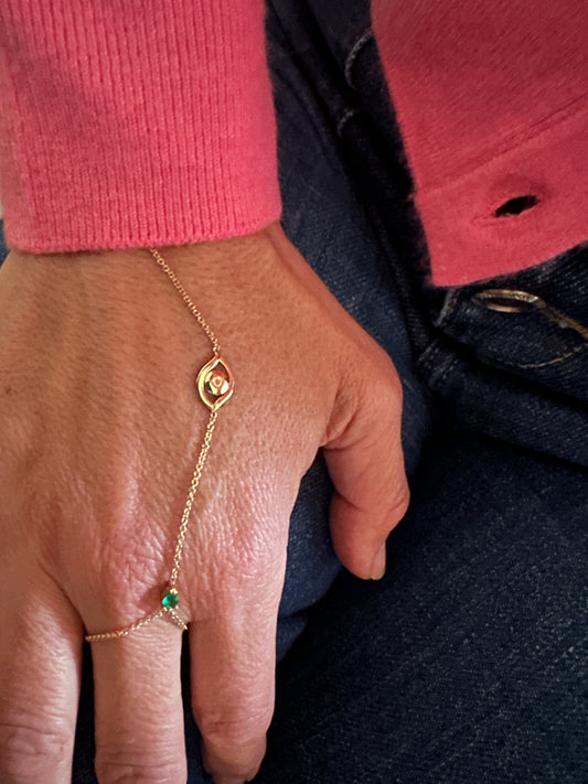 La Lune - 18kt Yellow Gold Chain Bracelet with Evil Eye