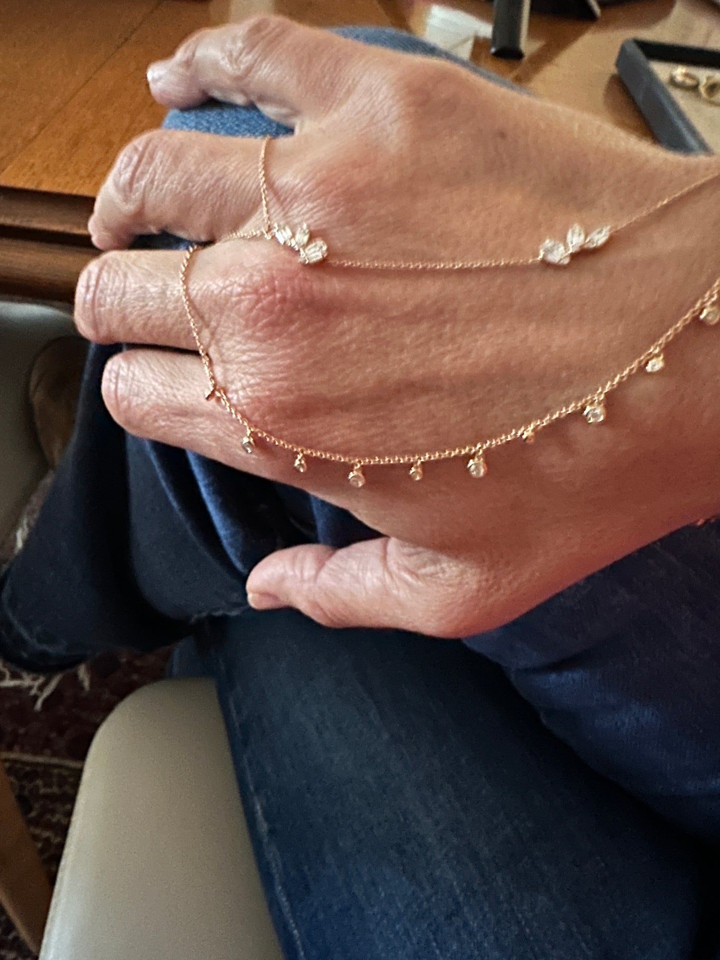 Henna- 18kt Rose Gold Diamond Arc Ring Bracelet
