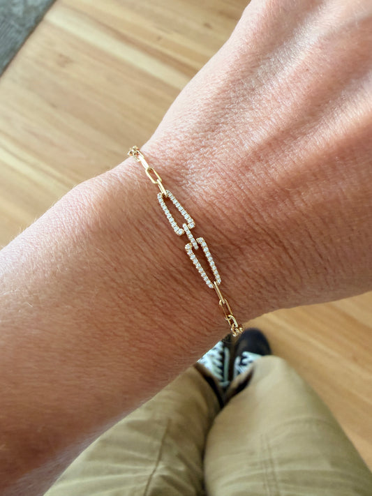 Miami - 18kt Yellow Gold Diamond Link Bracelet