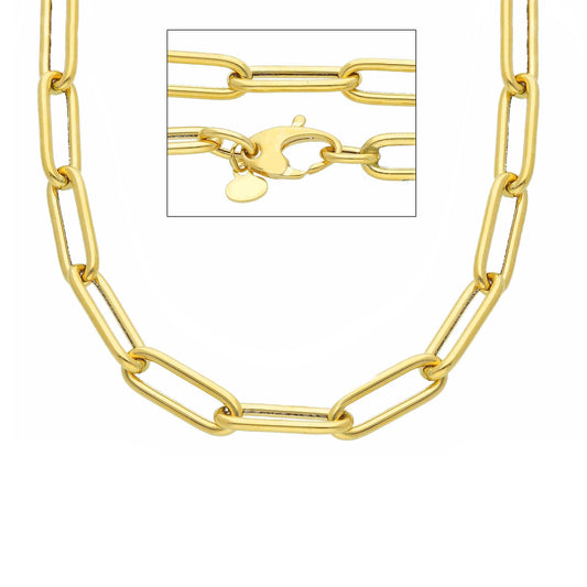 Lynx Oval - 18kt Yellow Gold Paper Clip Necklace