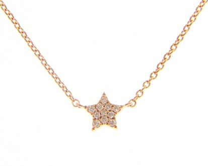 Stella - 18kt Rose Gold Star Necklace with White Diamonds