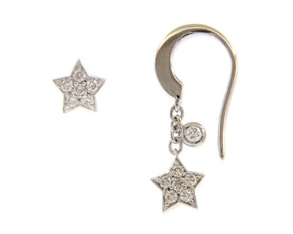 Match Me If You Can White Gold Star Earrings