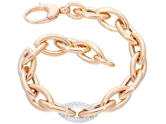 Maimi - 18kt Rose Gold Marquise Shape Cuban Link Diamond Bracelet