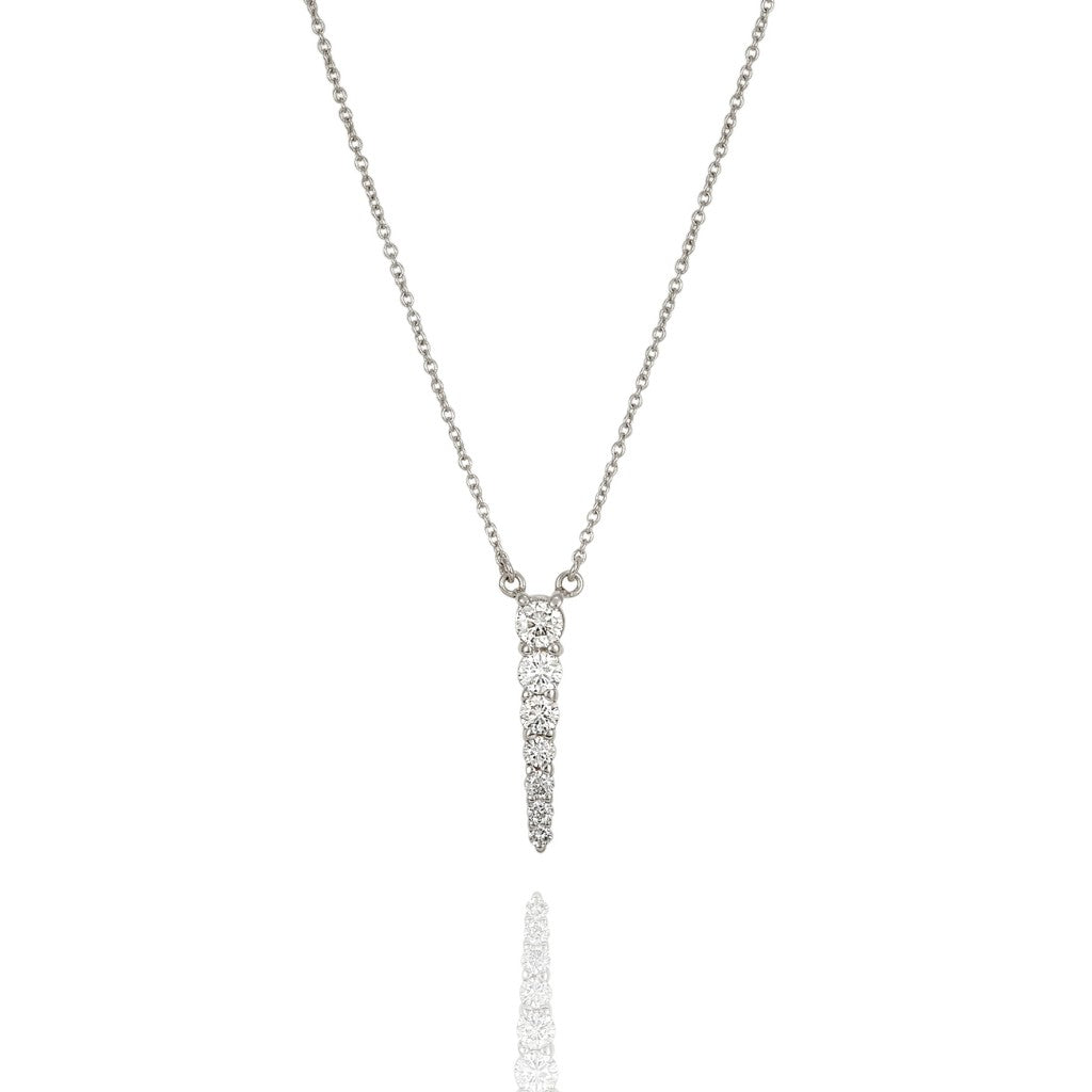 Portifino - 18ct White Gold Chain Pendant with Graduated Diamonds