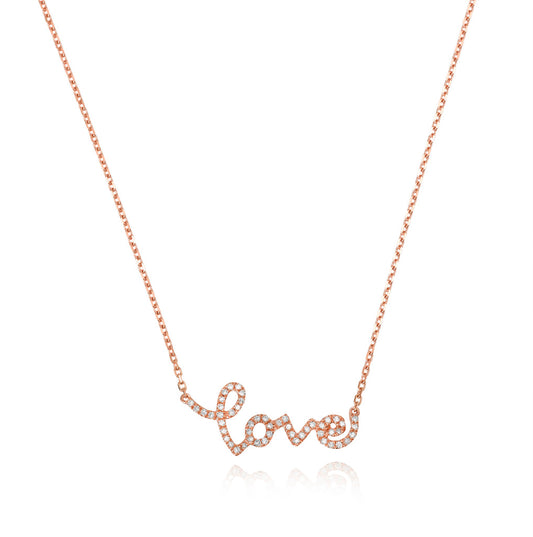 Amore - 18ct Rose Gold Diamond LOVE Necklace
