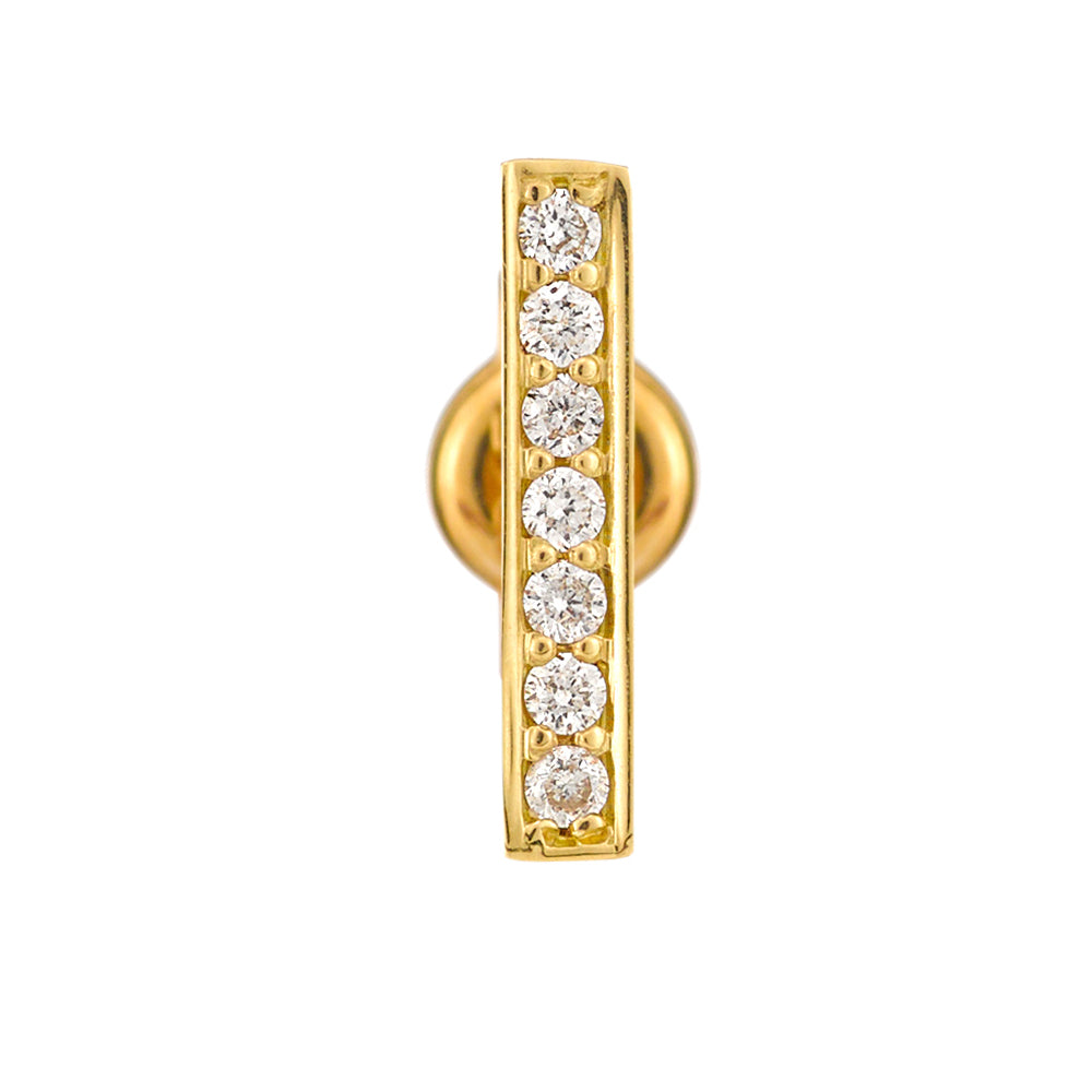 Maxi Bar Earrings - in 18kt Yellow Gold with Diamonds