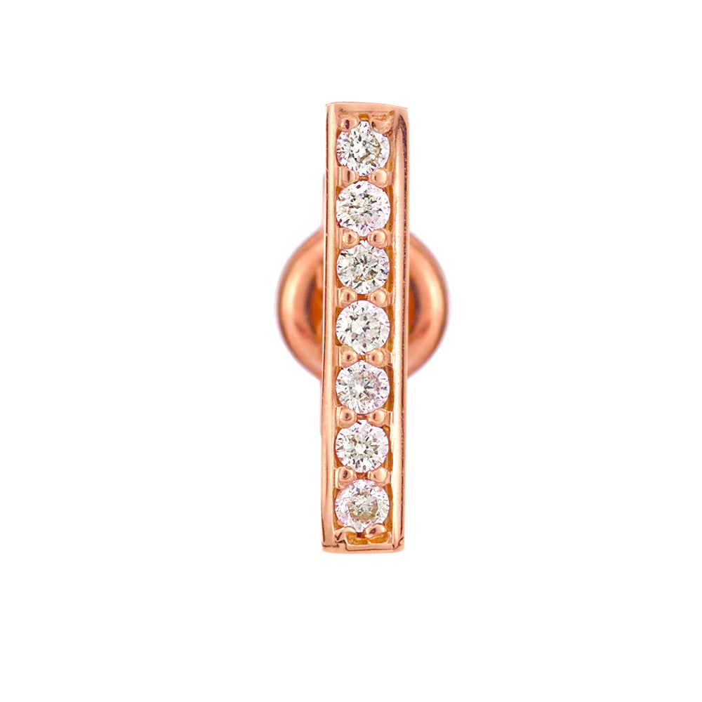 Maxi Bar Earrings - in 18kt Rose Gold with Diamonds