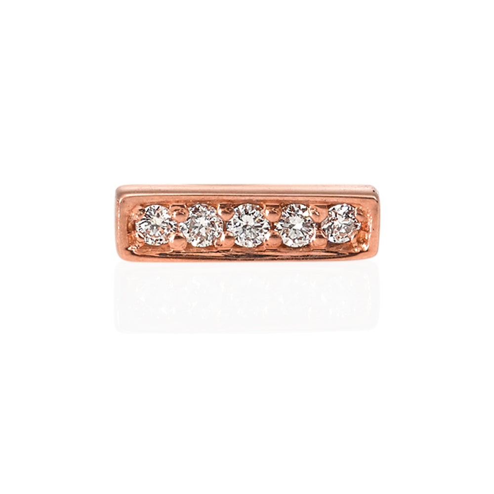 Midi Bar Earrings - in 18ct Rose Gold with Diamonds