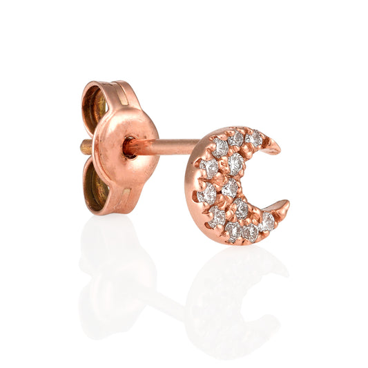 18kt Rose Gold Moon Crescent with Diamonds