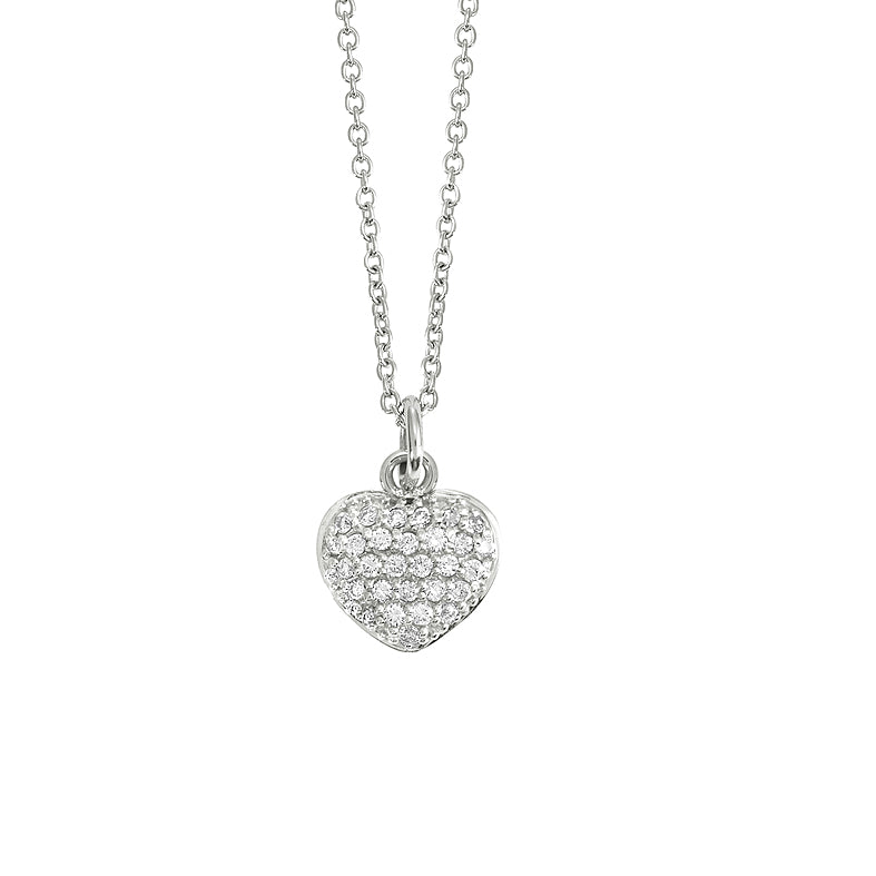 Positano Pave Diamond Heart Pendant in 18ct White Gold