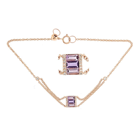 Pastel - 18kt Rose Gold Bracelet with Amethyst and Diamonds