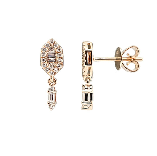 Tiara Hexagonal Rose Gold Diamond Earrings