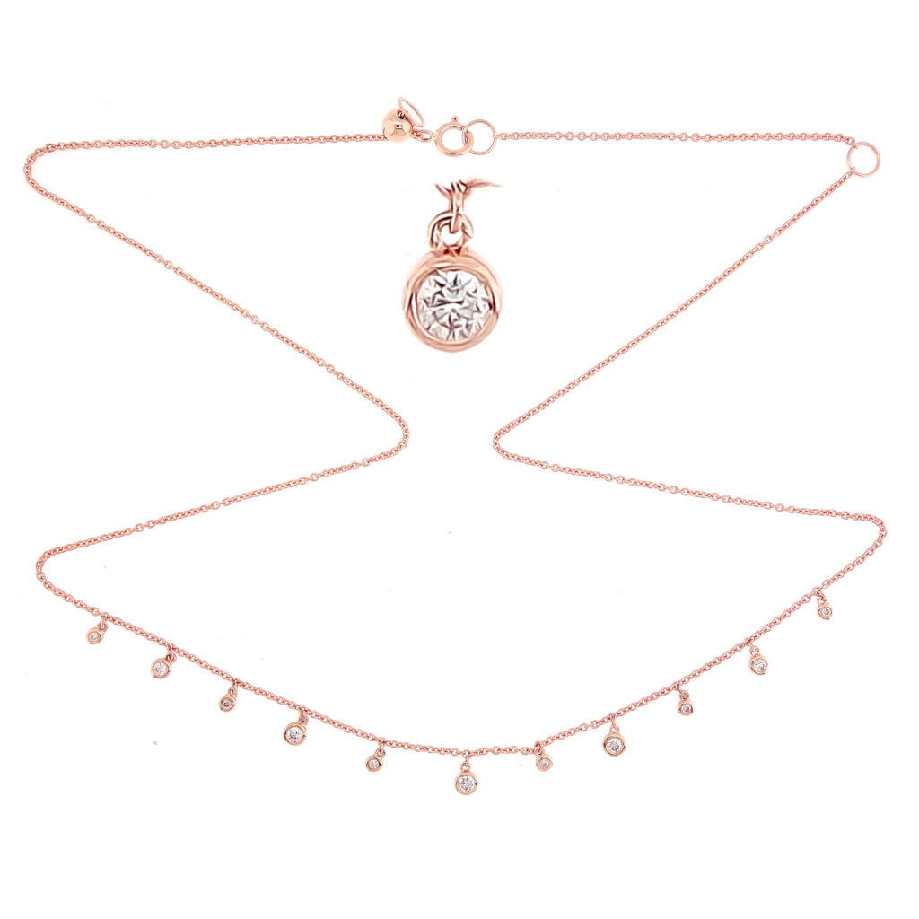 Frida - 18kt Rose Gold Diamond Graduated Bezel Necklace