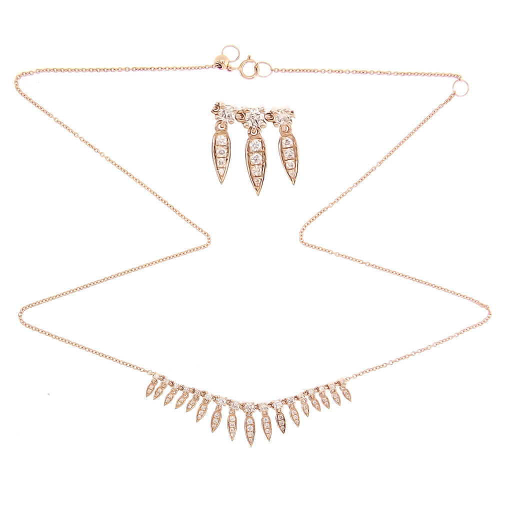 Frida - 18kt Rose Gold Graduated Droplet Diamond Necklace