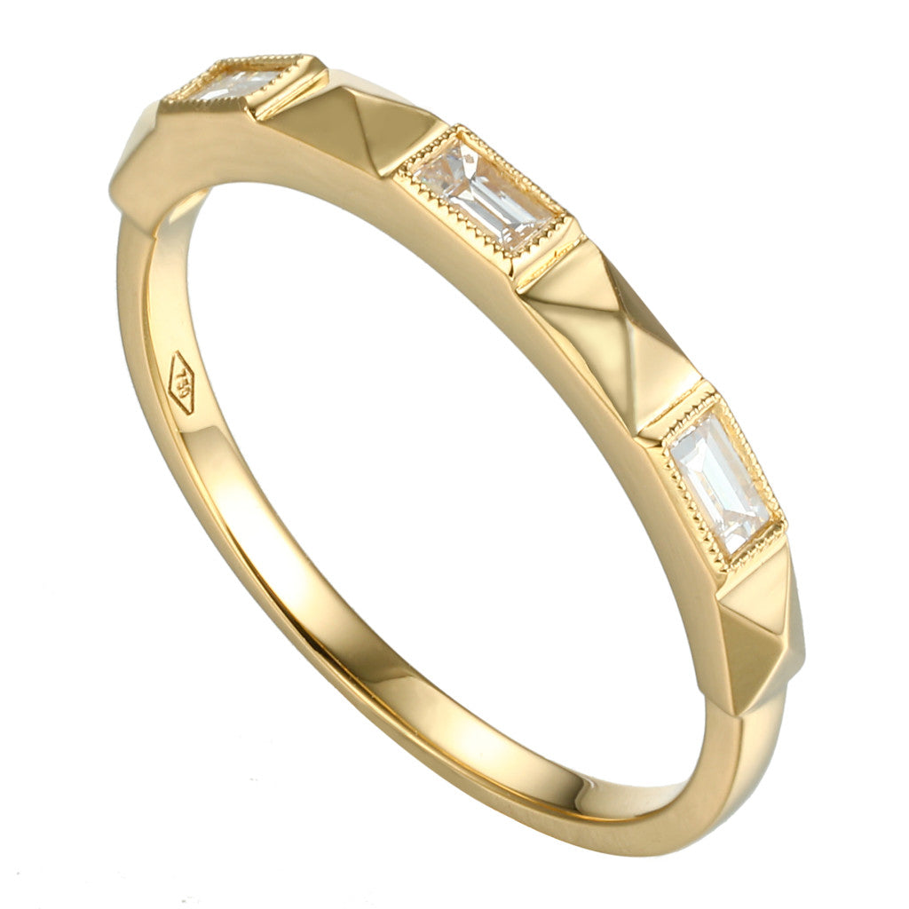 Bari - 18K Yellow Gold Diamond Baguette Collectors Ring